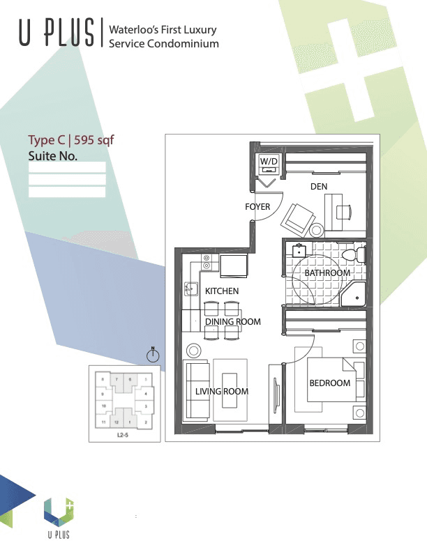 UPLUS Condo Near Waterloo Campus 1+Den - 595 SQ FT